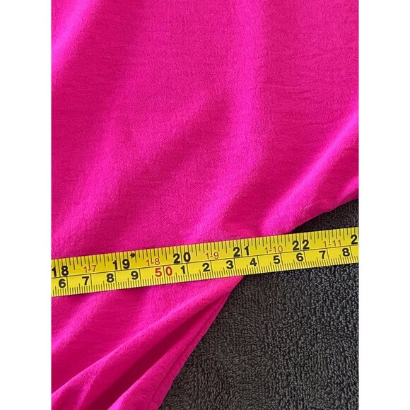 Hot Pink Short Sleeve V-Neck Romper With Elastic Waist & Back Zipper Closure Wom - Picture 8 of 8